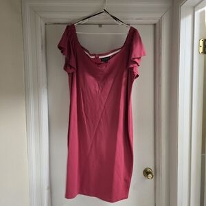 Eloquii Pink Ruffle Sleeve Mini Dress